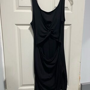 Elegant Black Knot-Front Dress